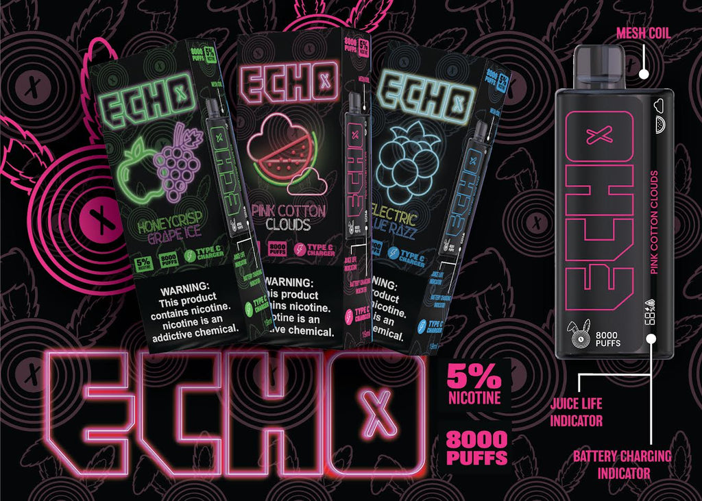 Echo 8k Disposables 5% - 10 Flavors WholesaleVapor.com Echo 8k Disposables 5% - 10 Flavors WholesaleVapor.com