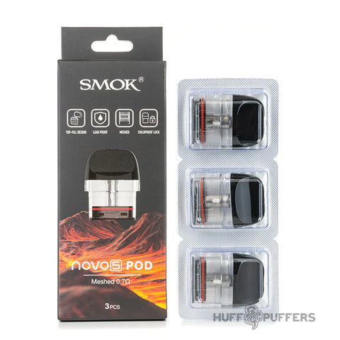 Smok Novo 5 Replacement Pods (3 Pack) Meshed .7ohm
