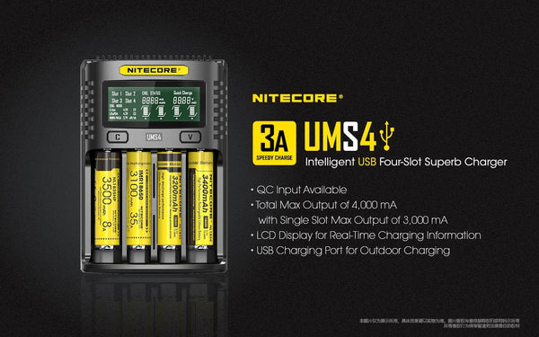 Nitecore UMS4 Intelligent USB Four-Slot Superb Charger - WholesaleVapor.com