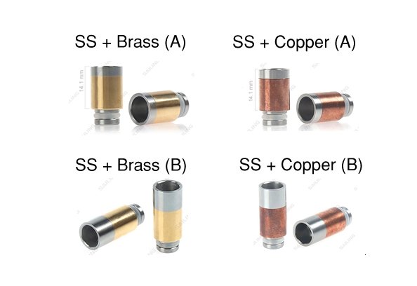 SS w/ Brass or Copper Accent Drip Tips - WholesaleVapor.com